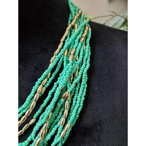 Charming Charlie Blue Multi Layered Seed Bead Fashion Jewelry Necklace - Picture 4 of 8